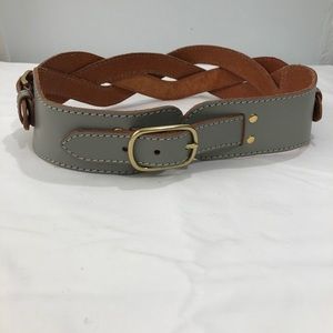 Linea Pelle grey leather braided belt size Large